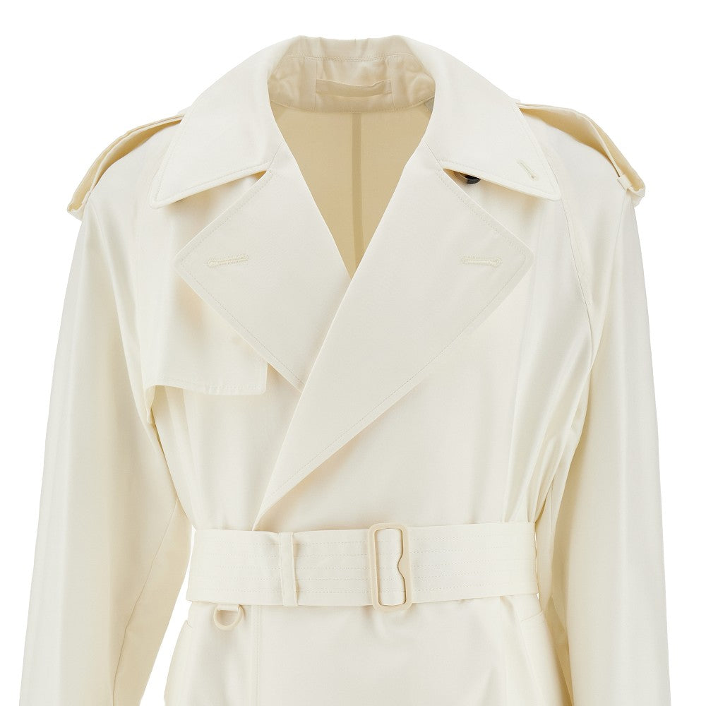 Silk gabardine trench coat