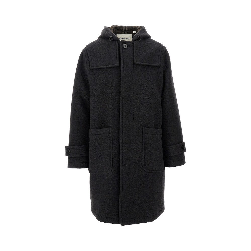 Cappotto lungo in lana con cappuccio