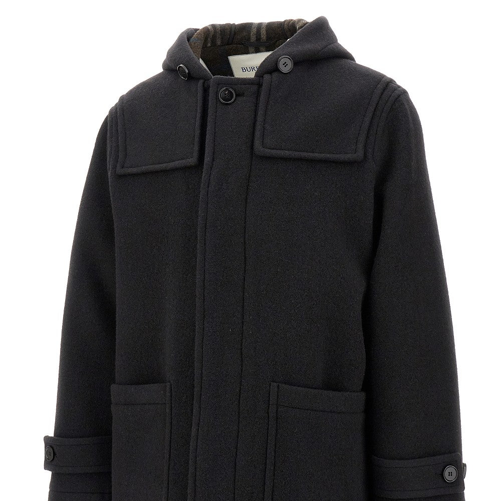 Cappotto lungo in lana con cappuccio