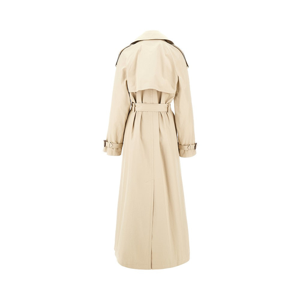 Twill double-breasted long coat