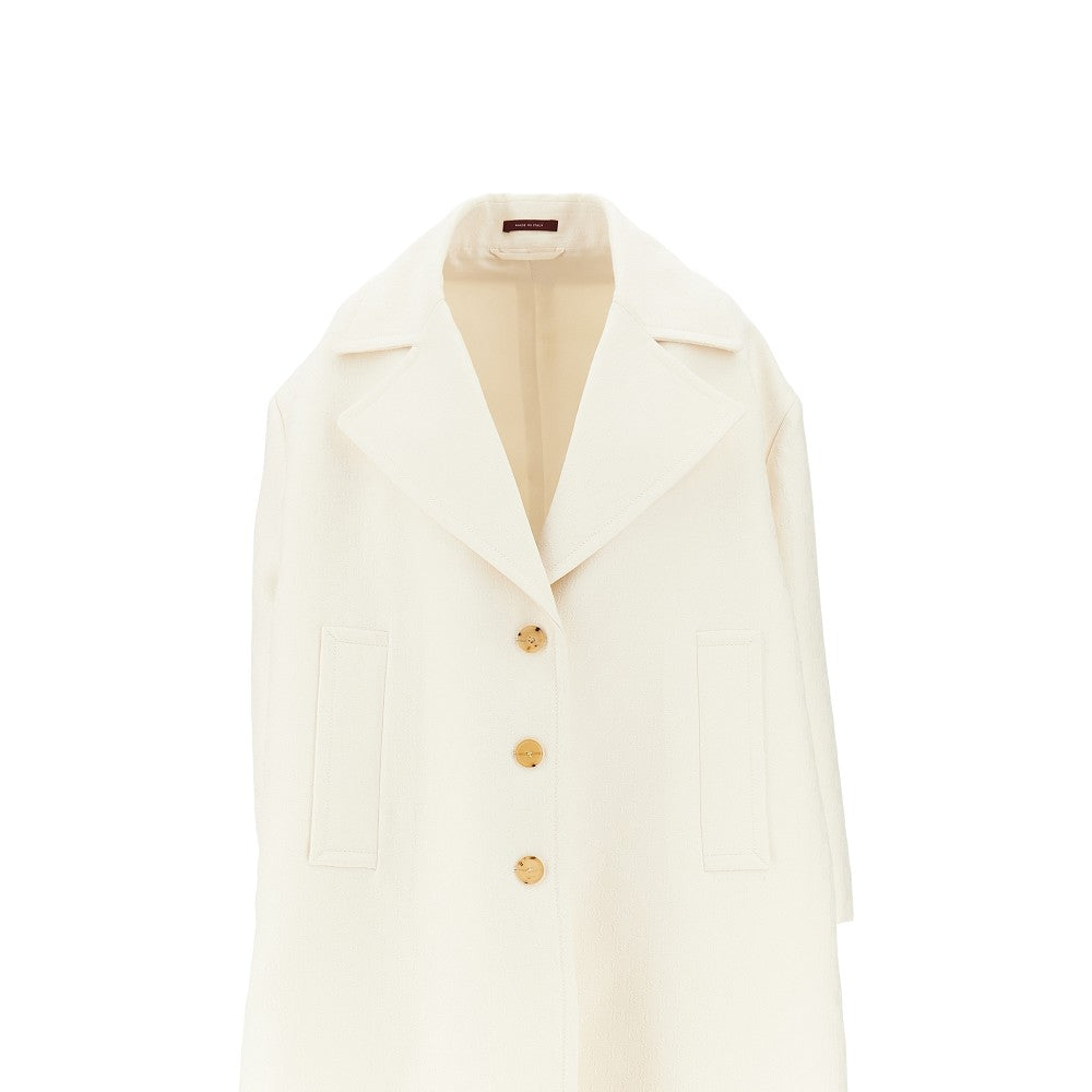 GG jacquard silk-blend long coat