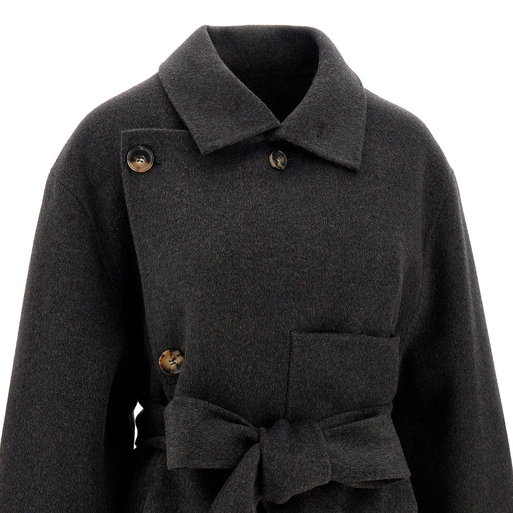 Wool peacoat with belt