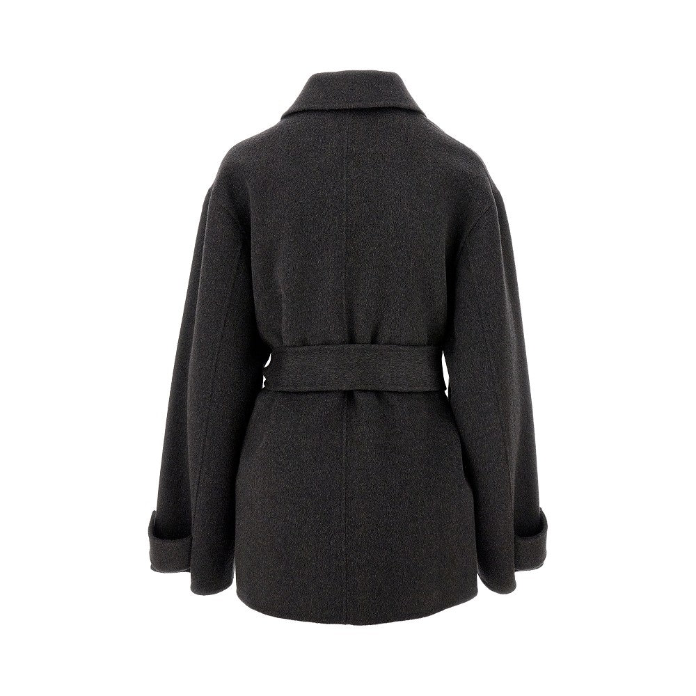 Wool peacoat with belt