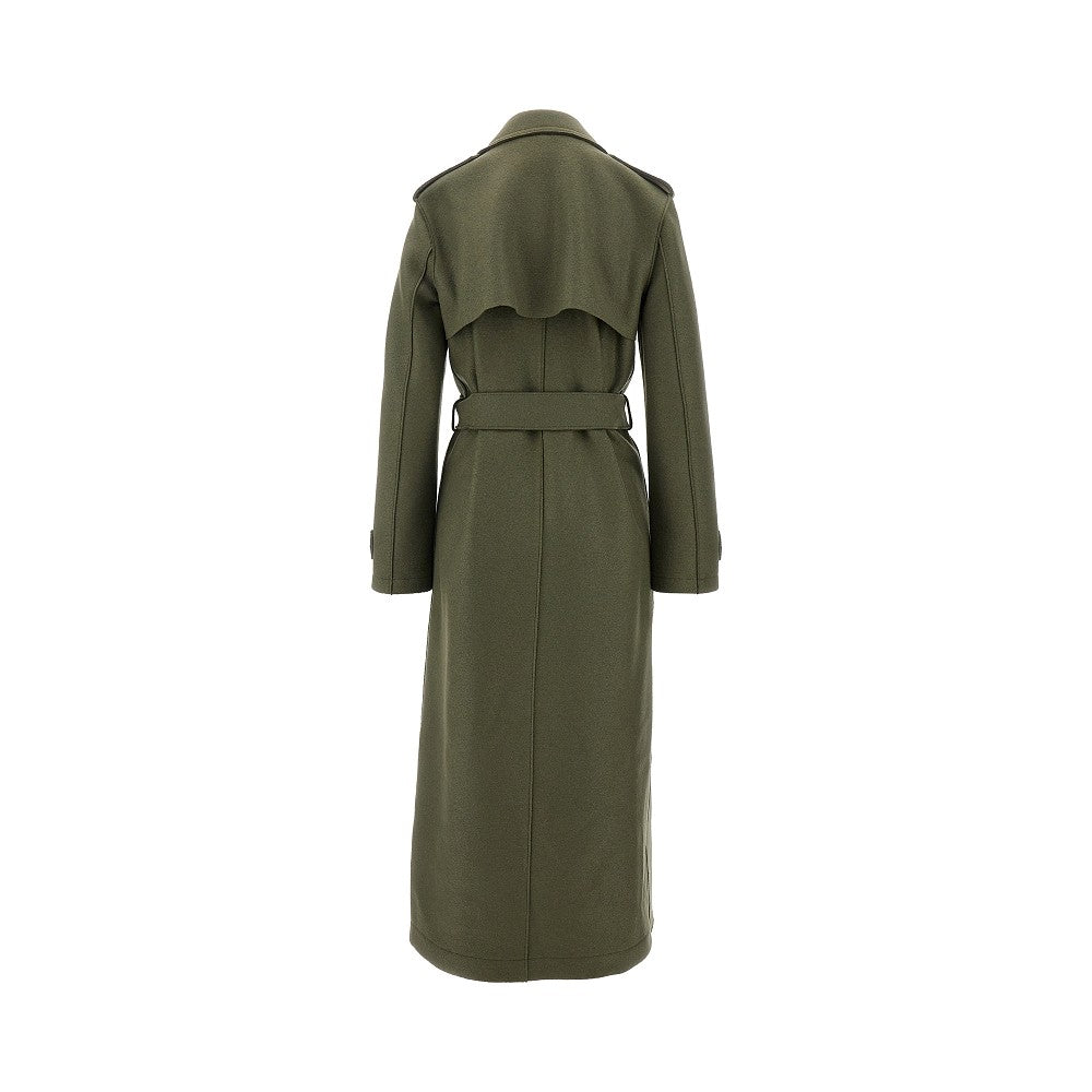 Cappotto lungo in lana pressata con cintura