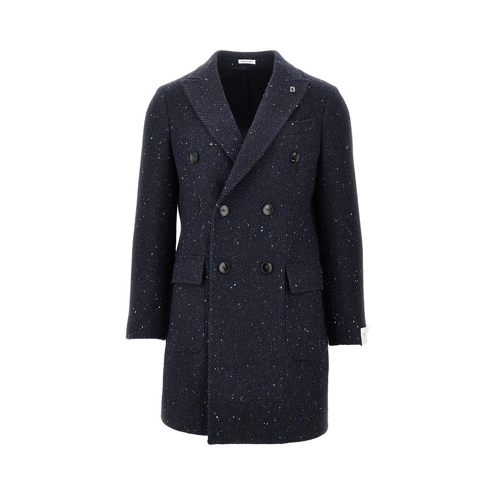 Cappotto doppiopetto in lana mouliné