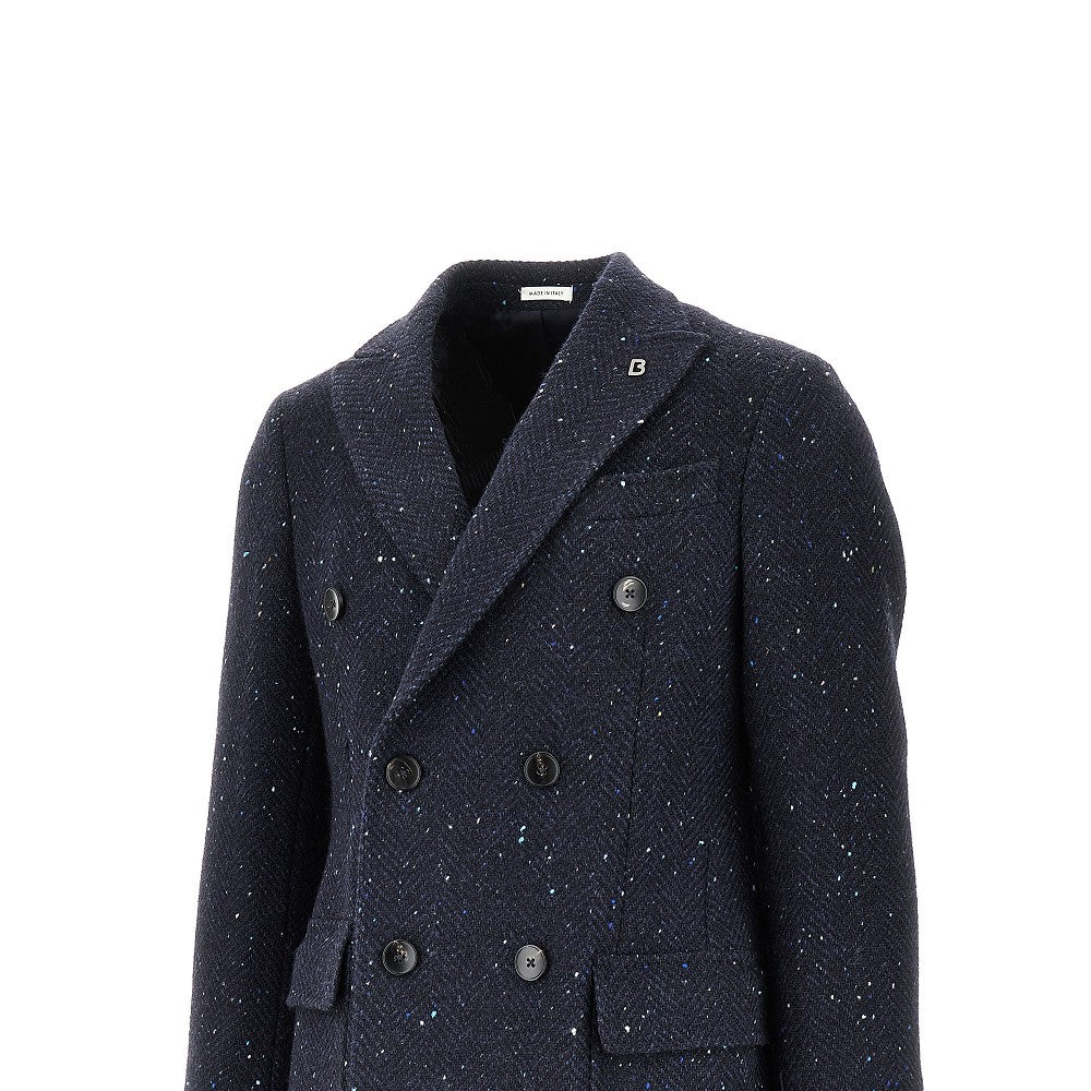 Cappotto doppiopetto in lana mouliné