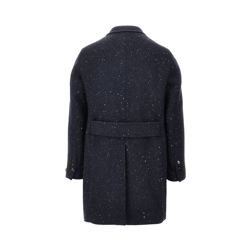 Cappotto doppiopetto in lana mouliné