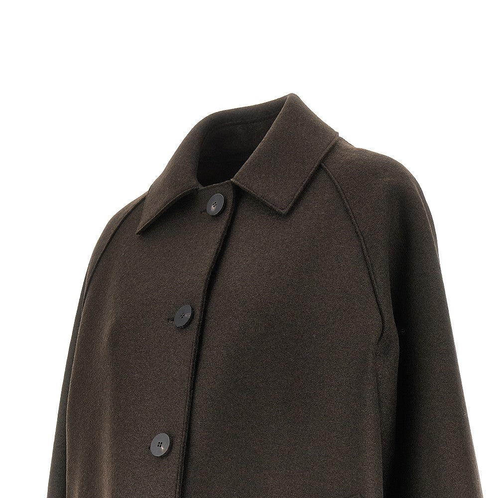 Cappotto balmacaan in lana pressata