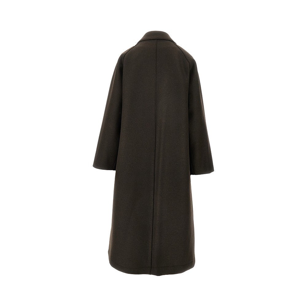 Cappotto balmacaan in lana pressata