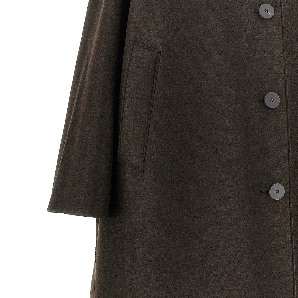 Cappotto balmacaan in lana pressata