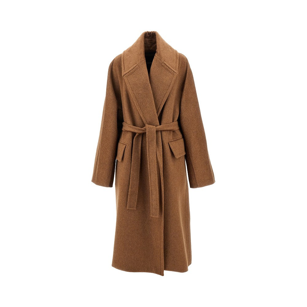 Cashmere and camel coat with belt