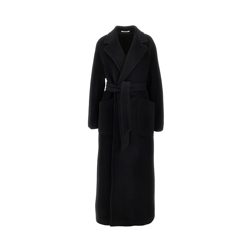 Cappotto lungo in lana con cintura