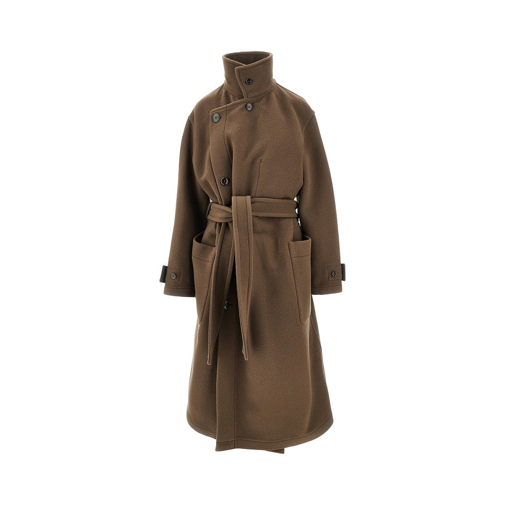 Wool belted long coat