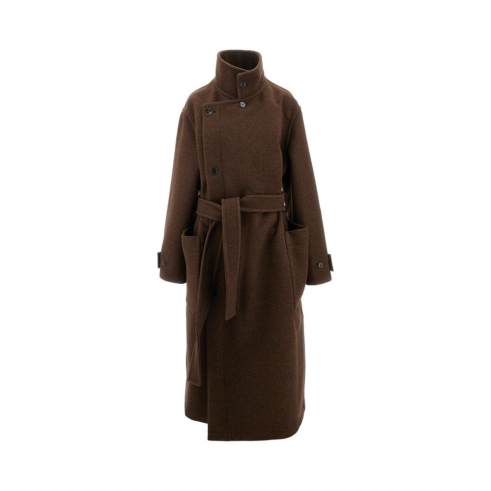 Double wool wrap coat