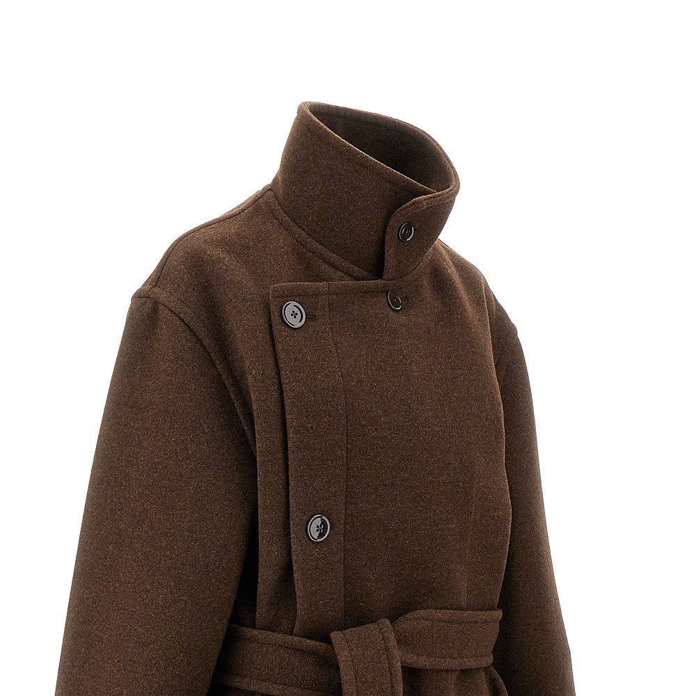 Double wool wrap coat