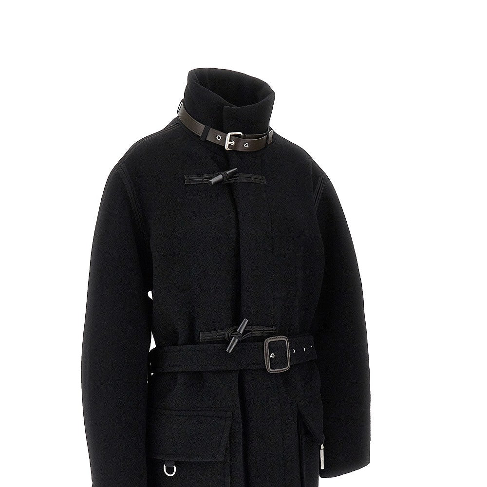 Double wool long duffle coat