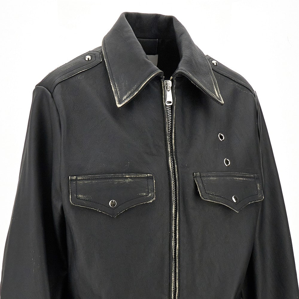 Vintage-effect leather body jacket