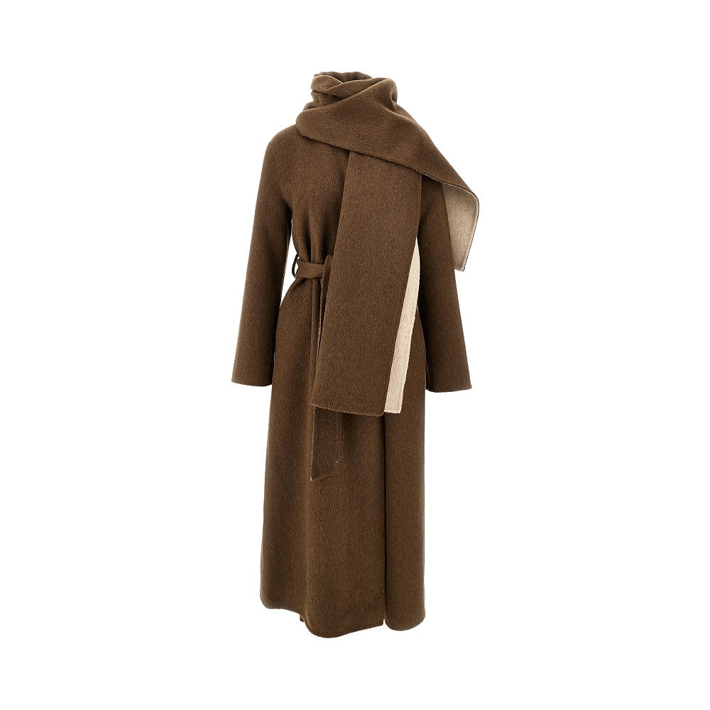 Cappotto reversibile in lana con maxi sciarpa