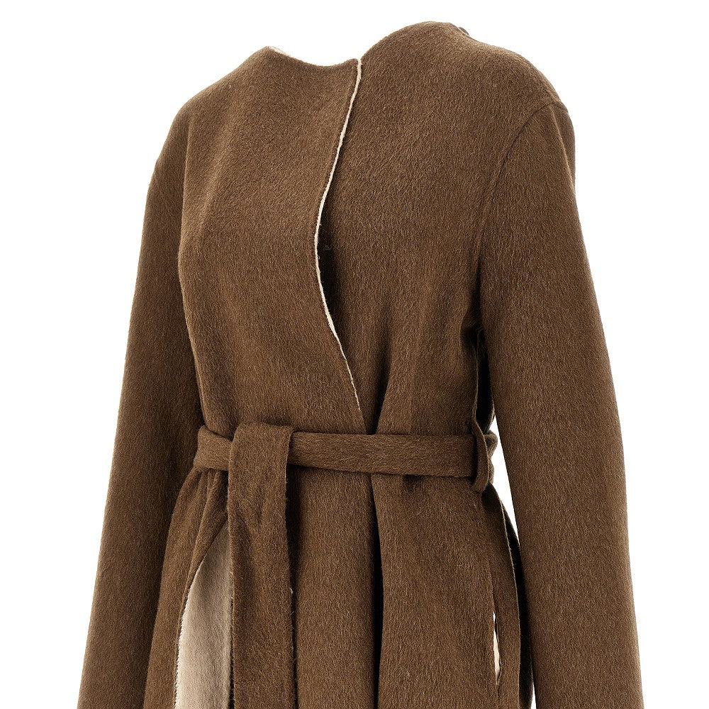 Cappotto reversibile in lana con maxi sciarpa