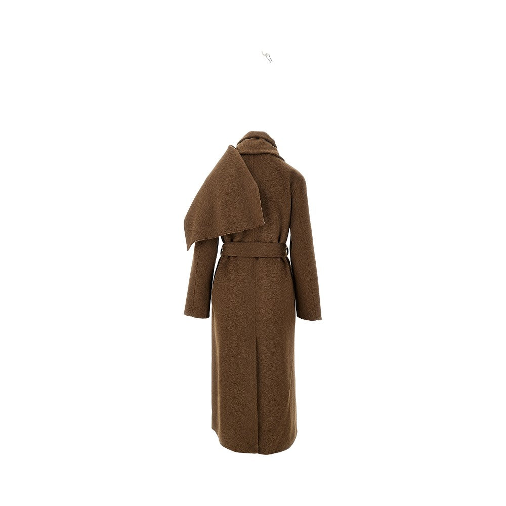 Cappotto reversibile in lana con maxi sciarpa