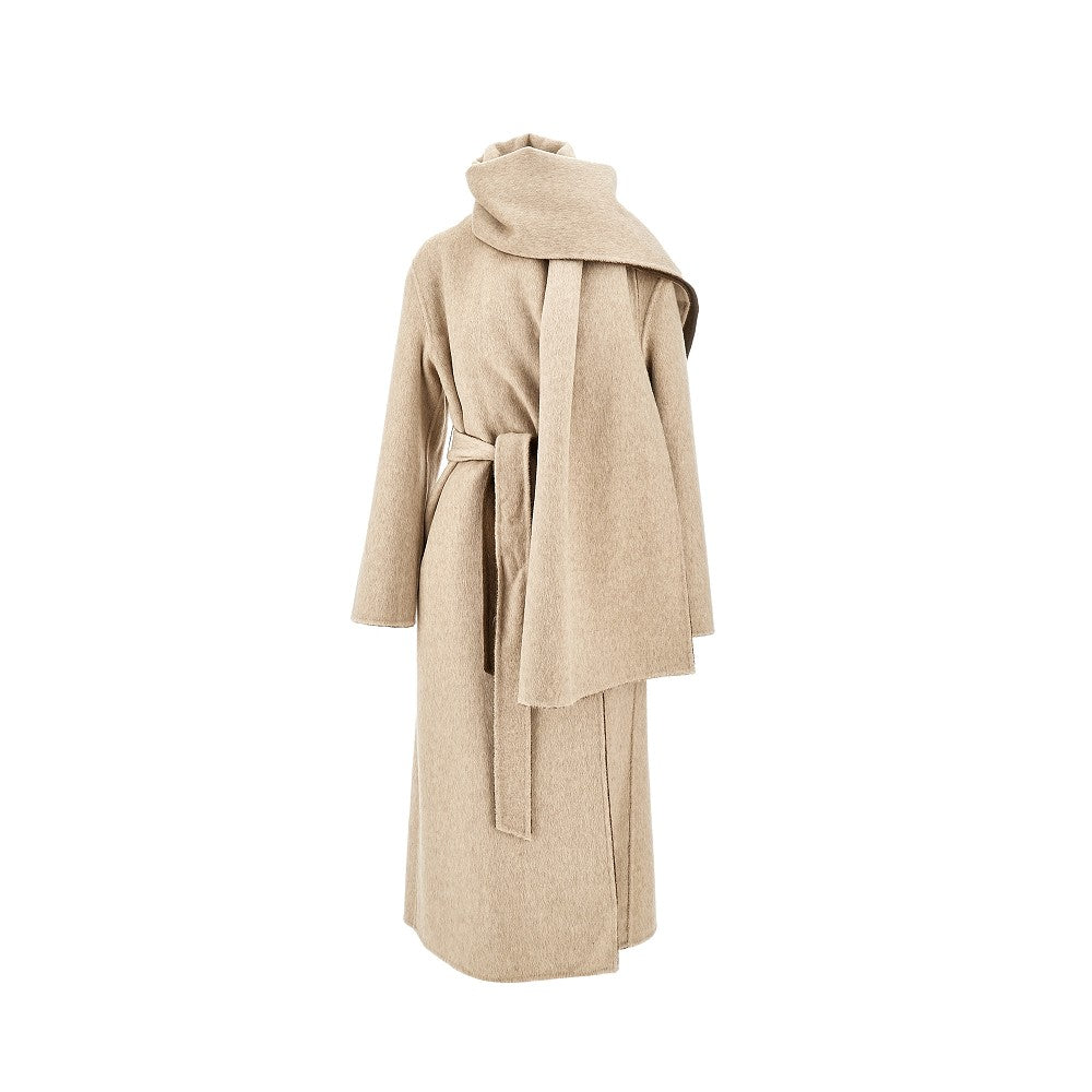 Cappotto reversibile in lana con maxi sciarpa