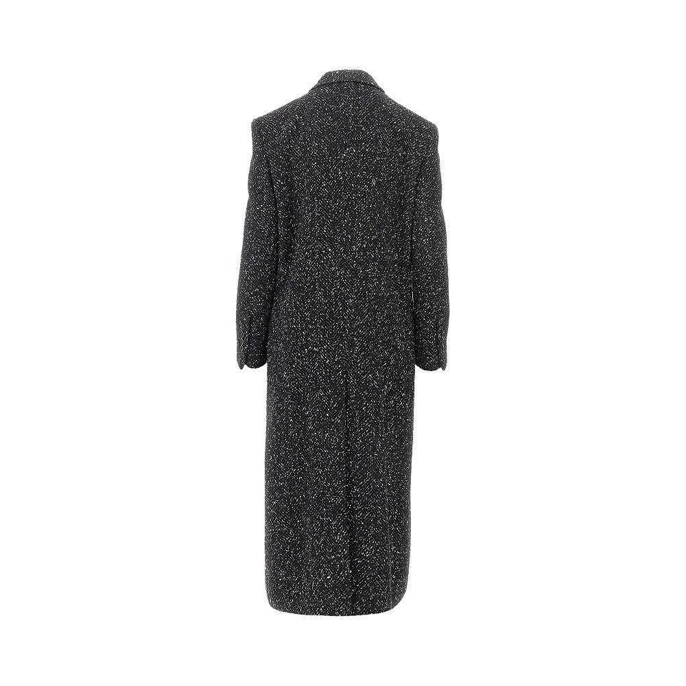 Mouliné wool and silk blend long coat