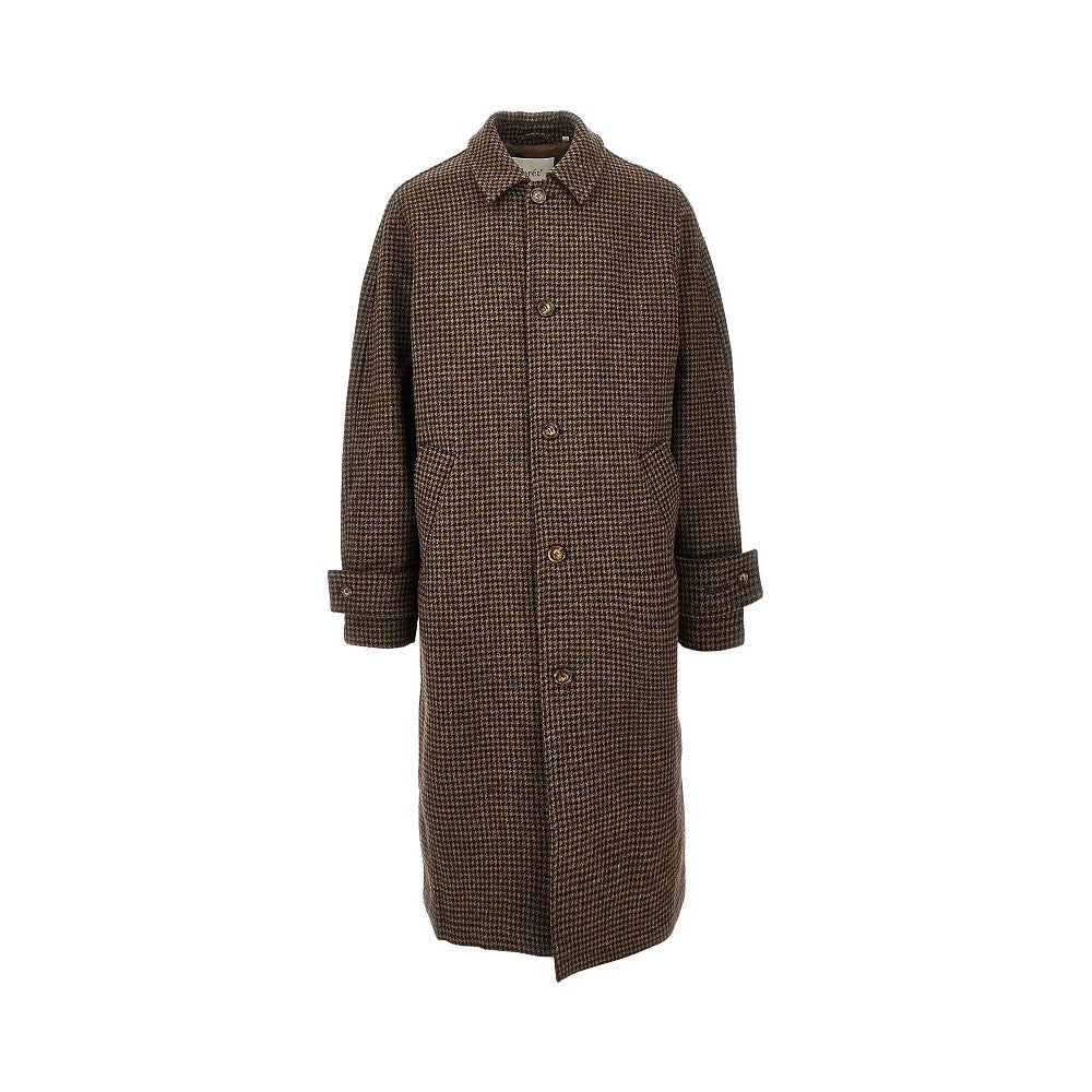 Houndstooth wool coat