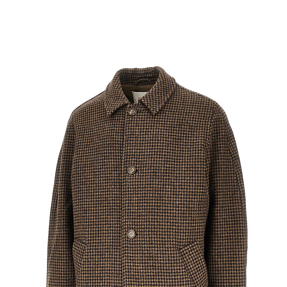 Houndstooth wool coat
