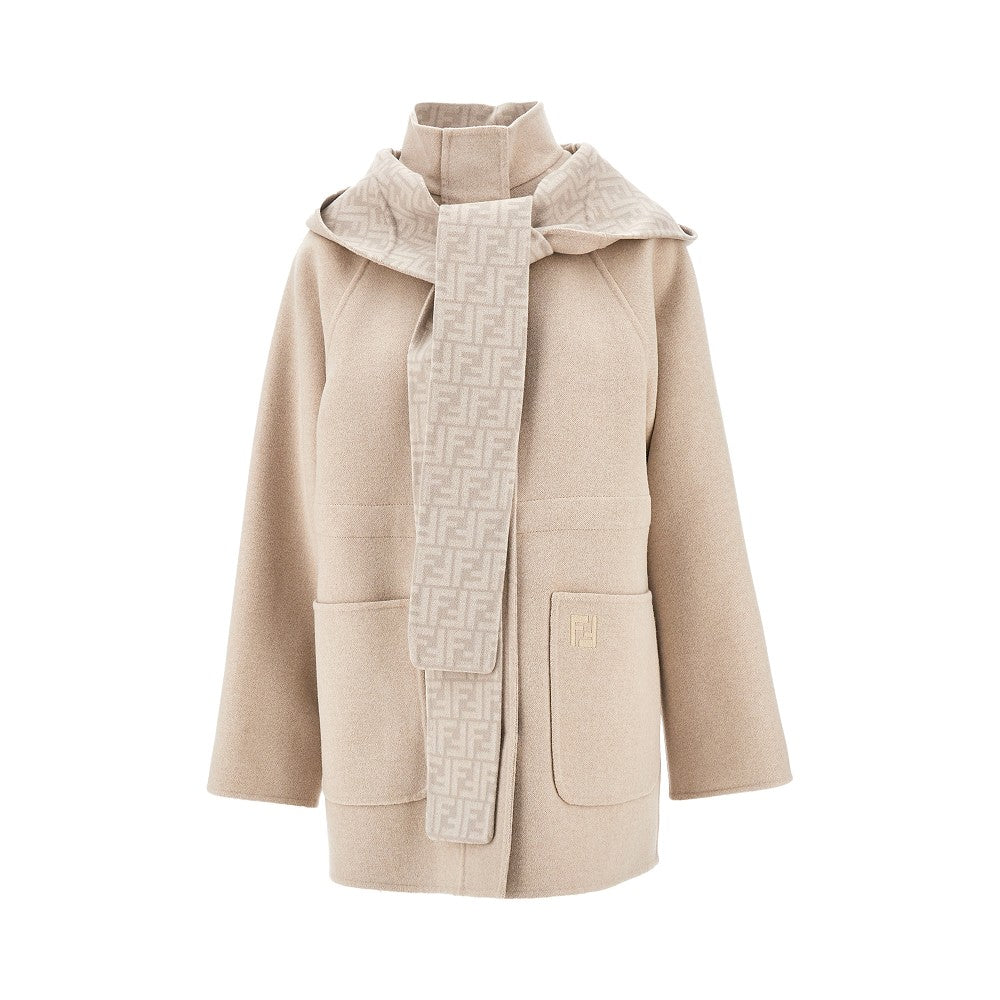 Wool blouson jacket with detachable hood