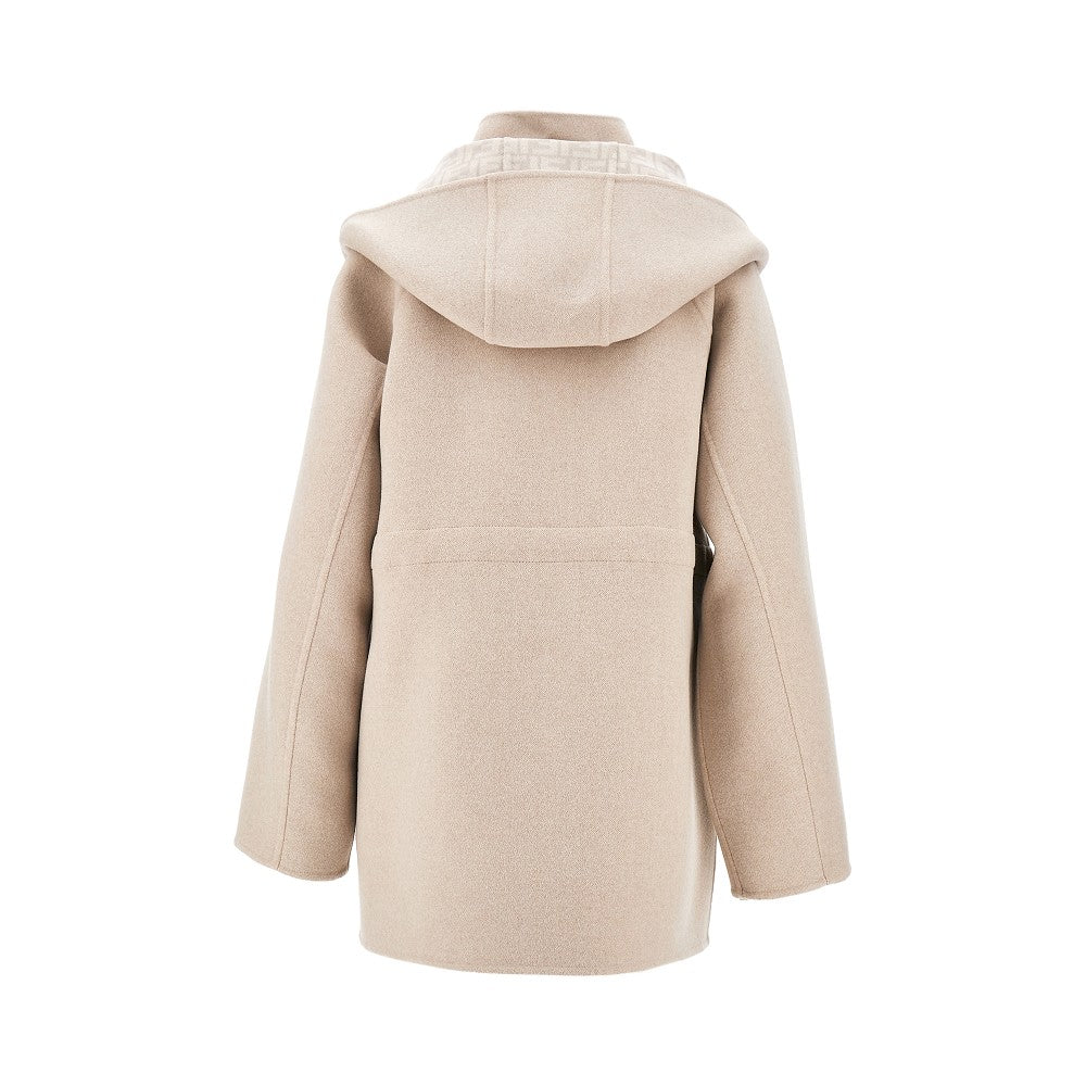 Wool blouson jacket with detachable hood
