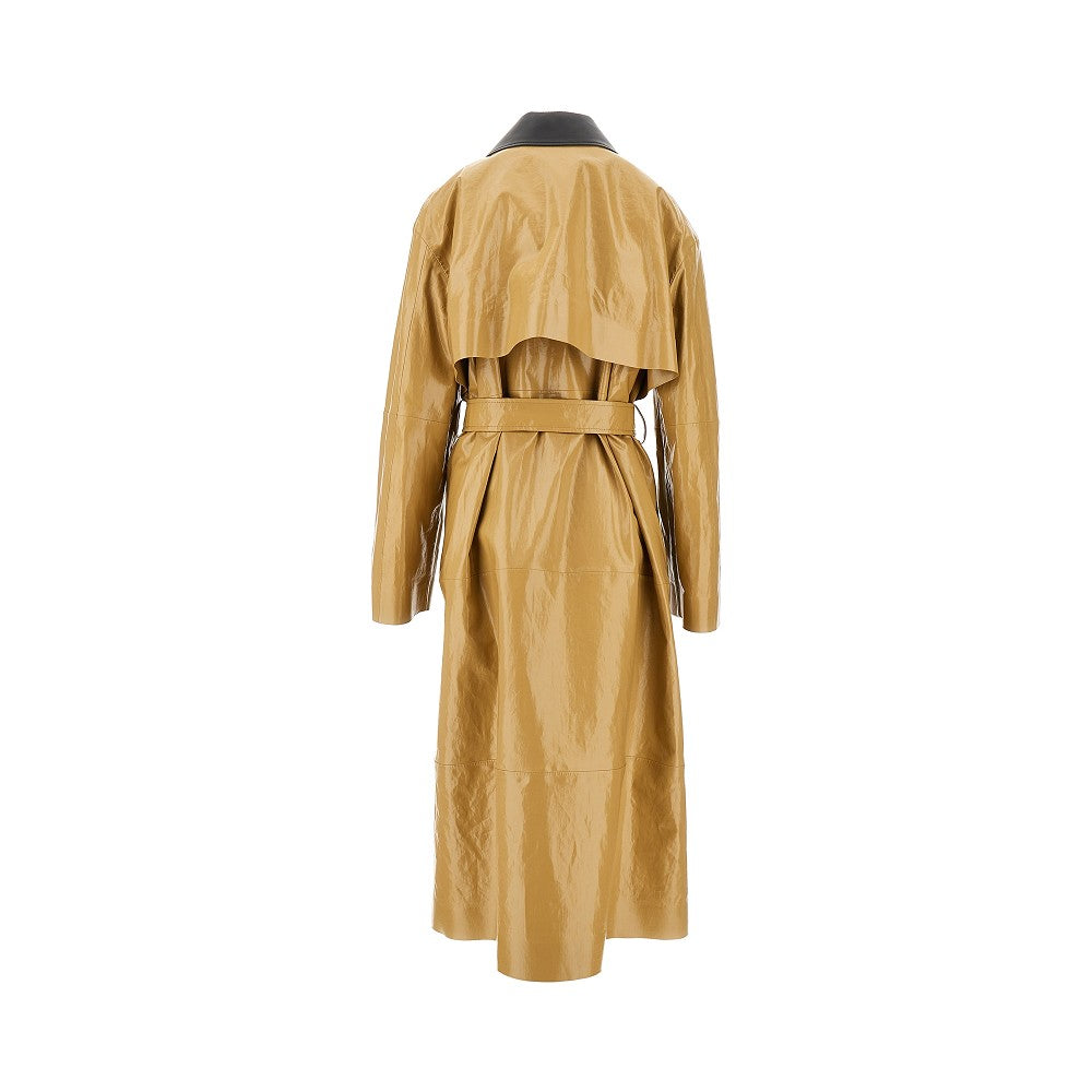 Cappotto doppiopetto in lino spalmato