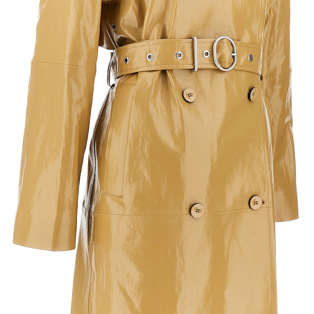 Cappotto doppiopetto in lino spalmato