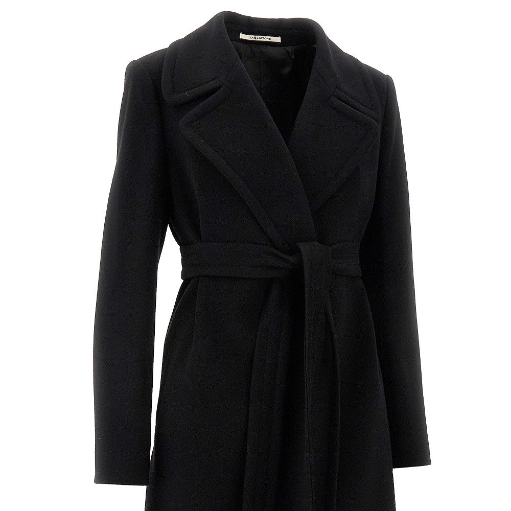 Cappotto lungo in lana e cashmere con cintura