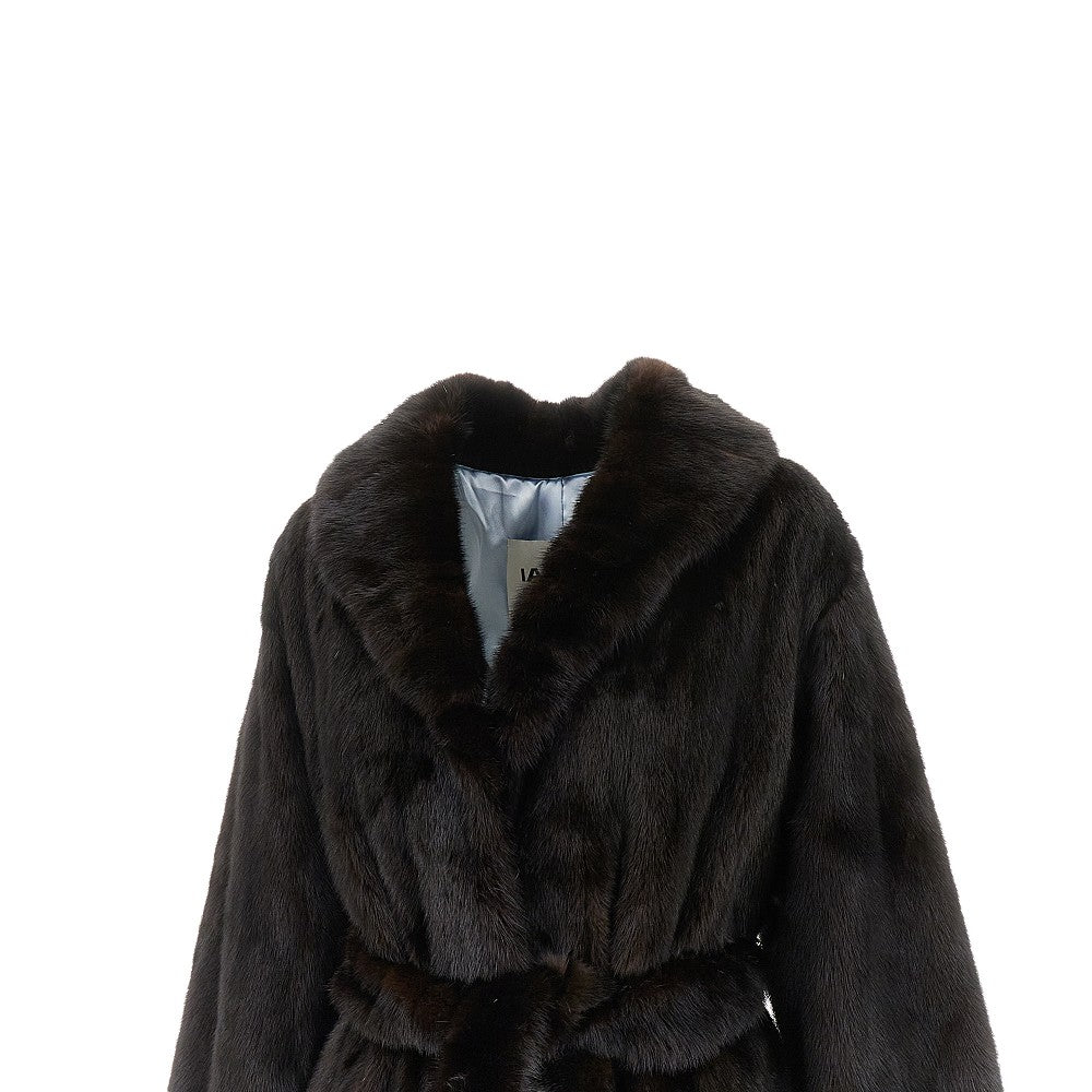 Upcycled fur coat with belt