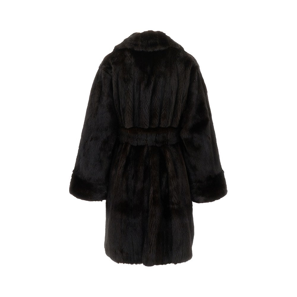 Upcycled fur coat with belt