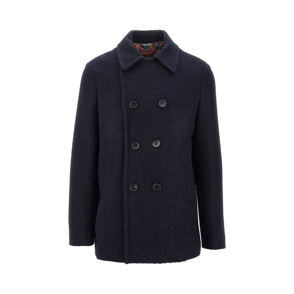 Double-breasted wool peacoat