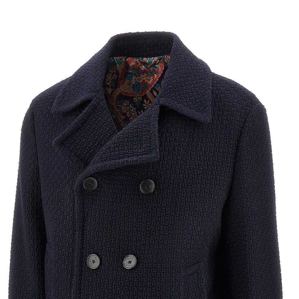 Double-breasted wool peacoat