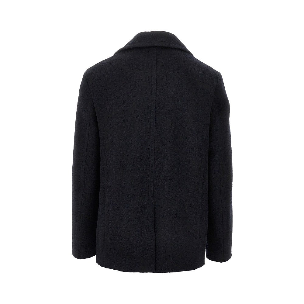 Jacquard wool double-breasted peacoat