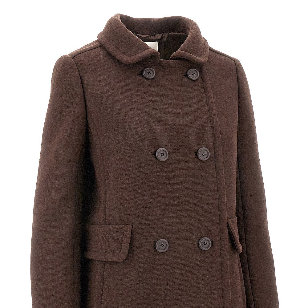 Cappotto doppiopetto in natté di lana