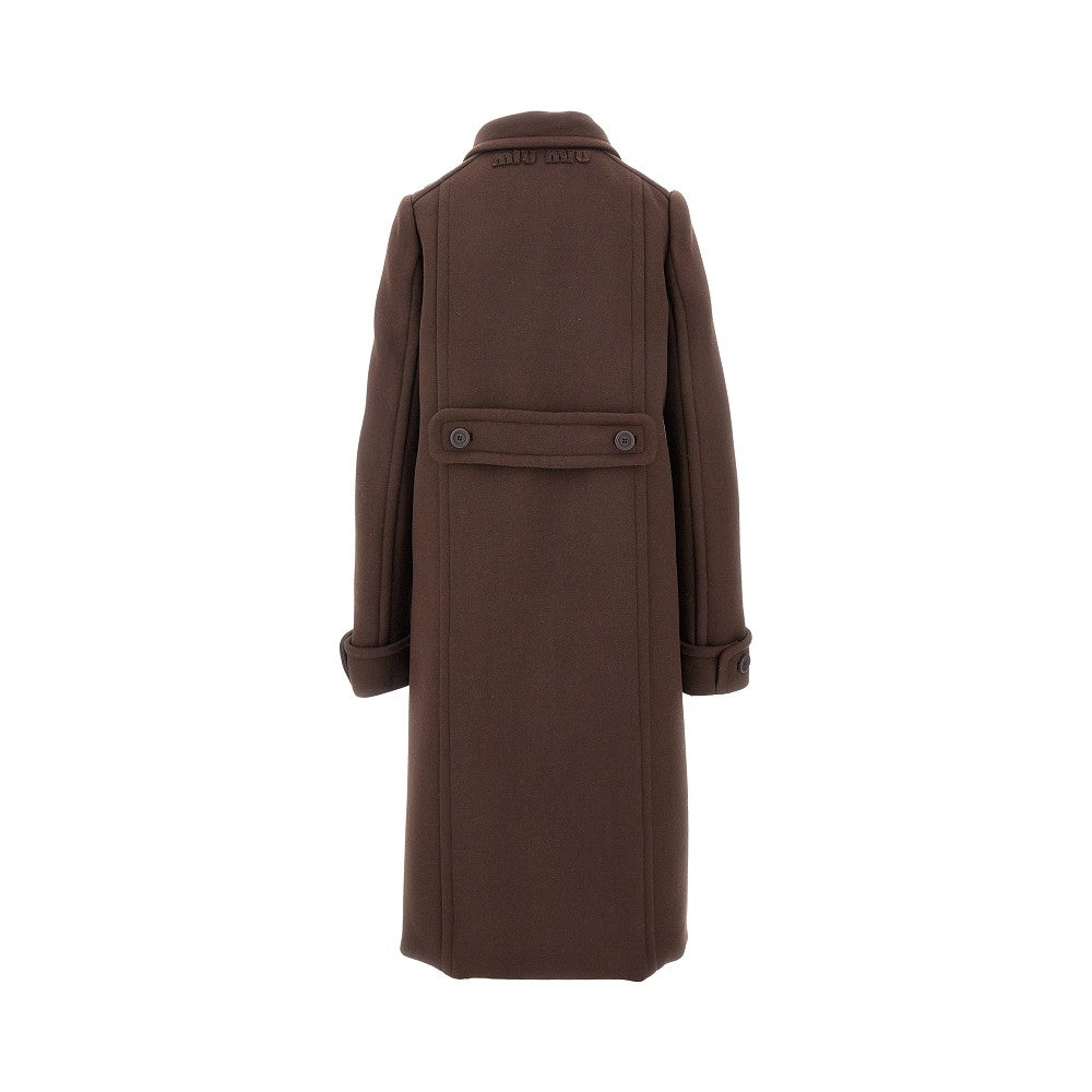 Cappotto doppiopetto in natté di lana