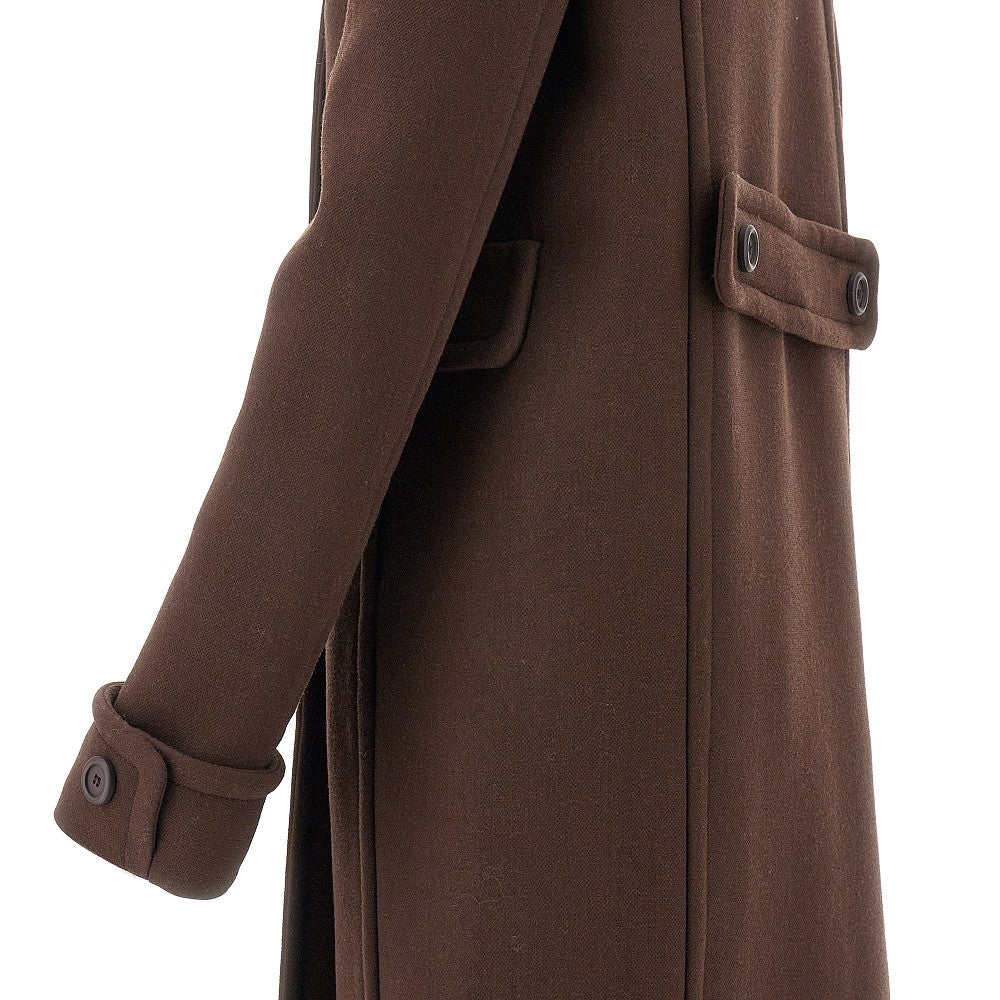 Cappotto doppiopetto in natté di lana