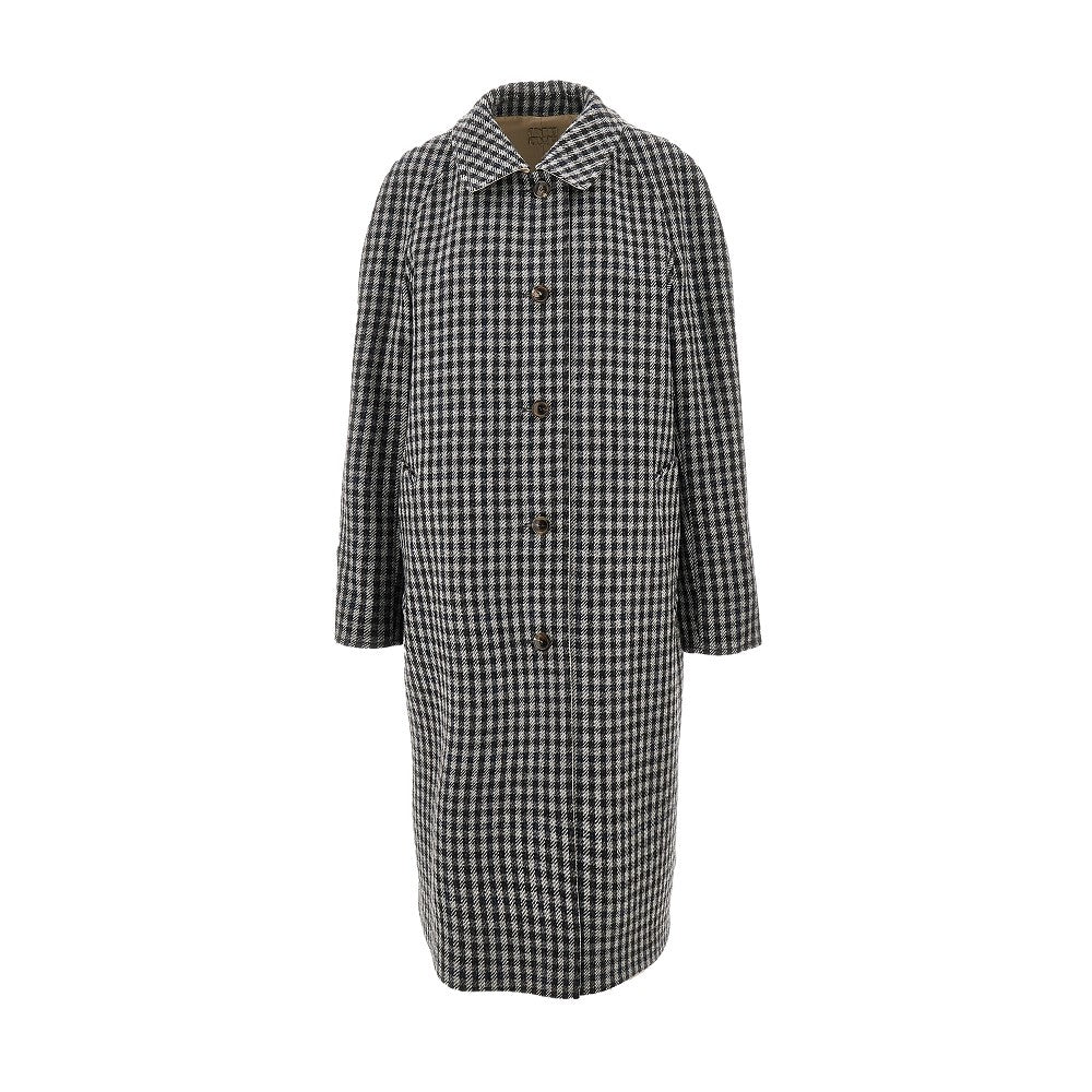 Trench reversibile in twill e lana check