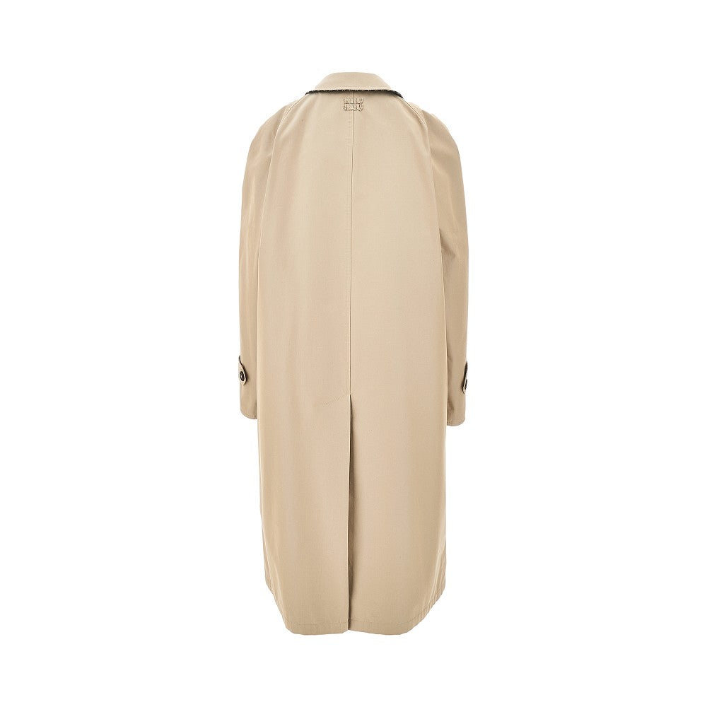 Trench reversibile in twill e lana check
