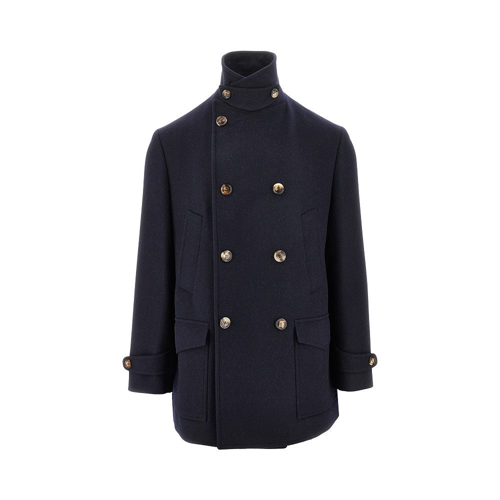 Wool double-breasted short coat