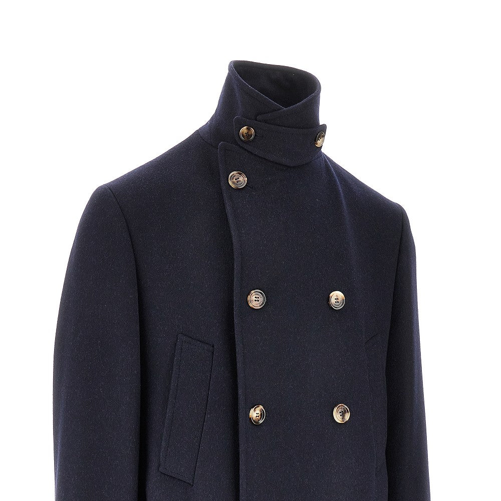 Wool double-breasted short coat