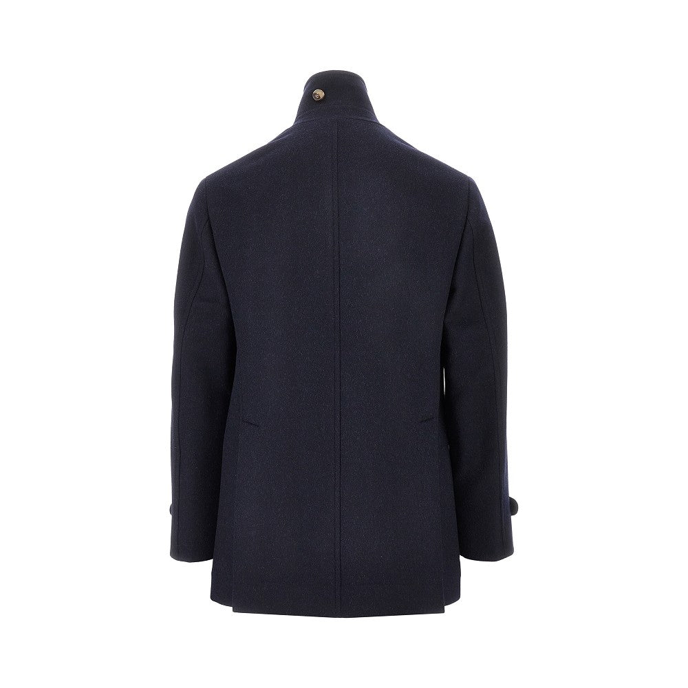 Wool double-breasted short coat