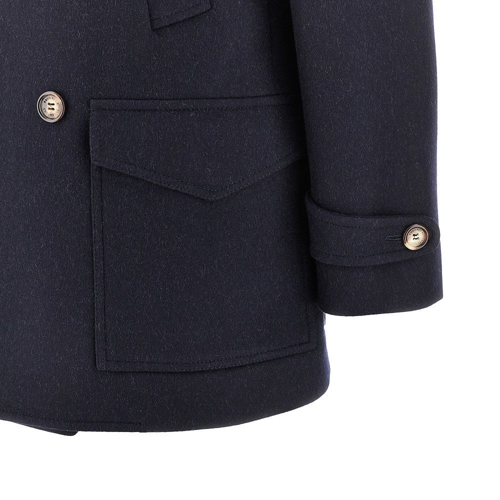 Wool double-breasted short coat