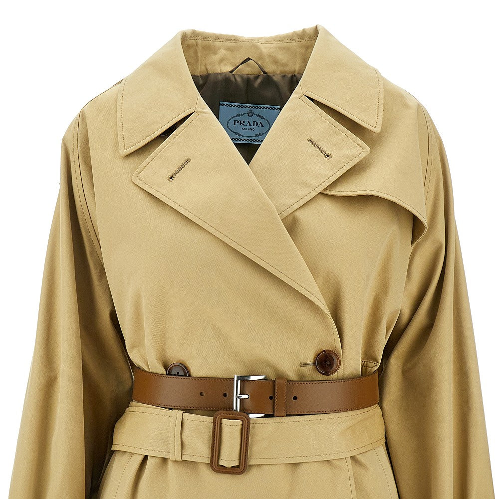 Trench corto in cotone con cintura