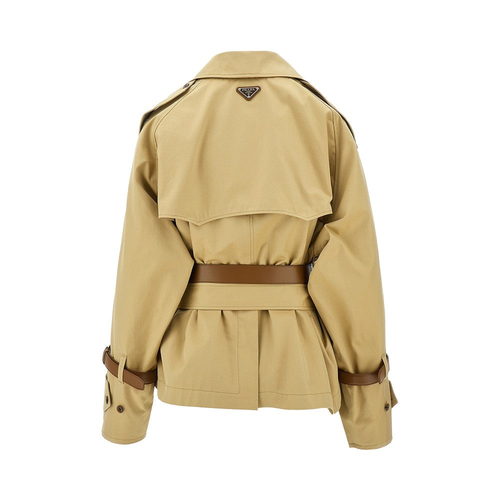 Trench corto in cotone con cintura