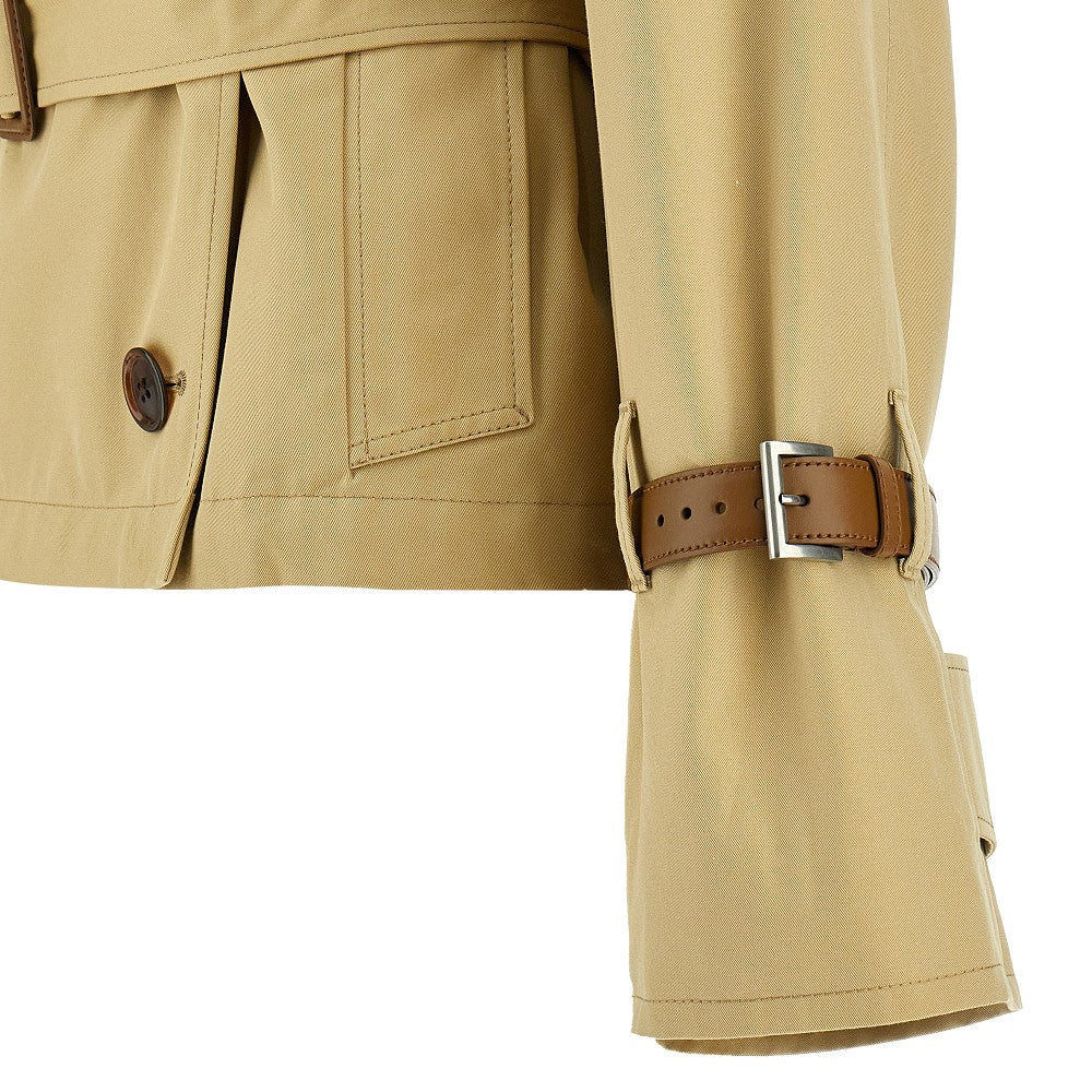 Trench corto in cotone con cintura